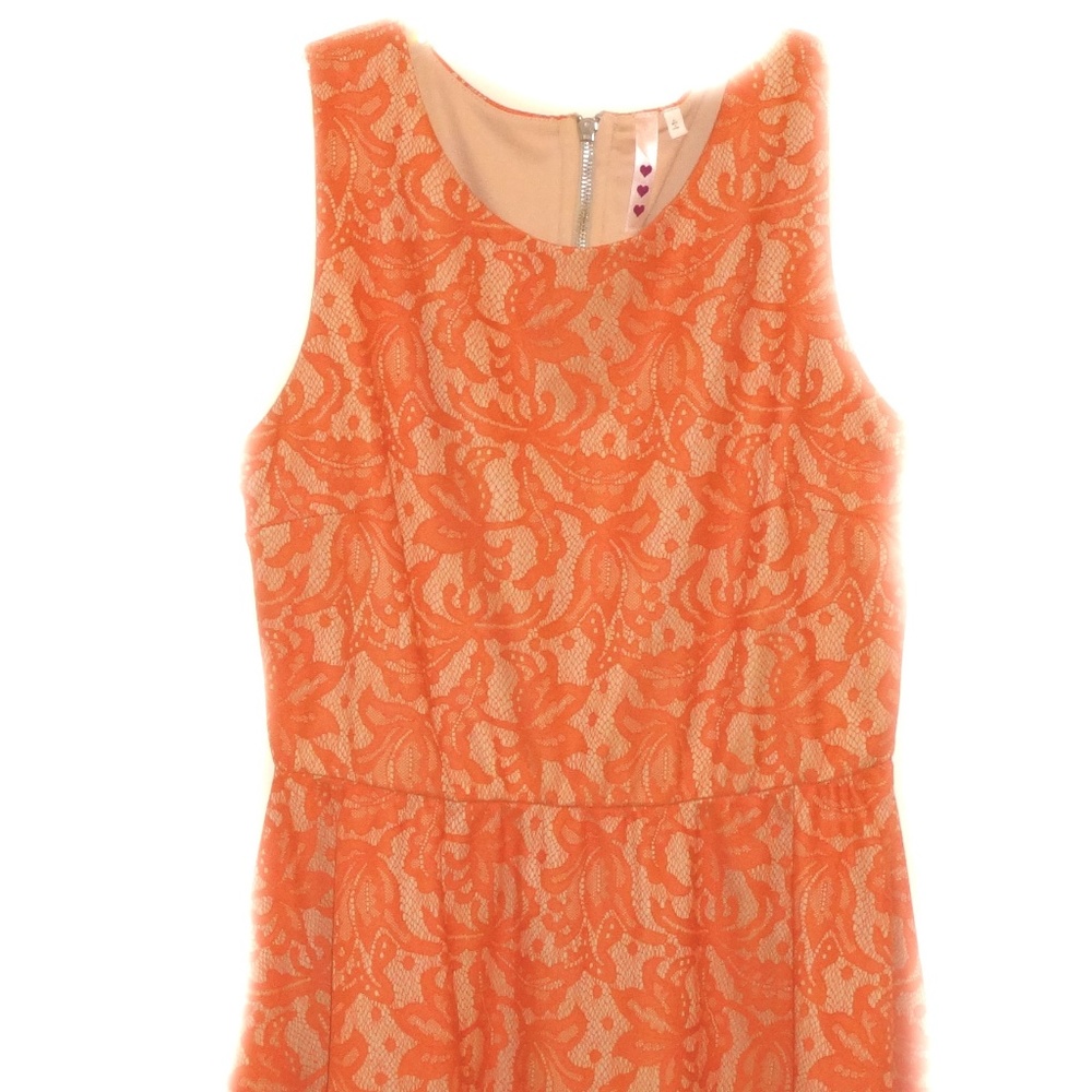Tangerine lace sleveless mini dress